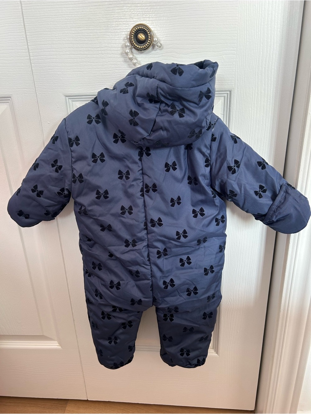 Rothschild Navy and Black Bow-Print Infant Jacket - Picture 2 of 6